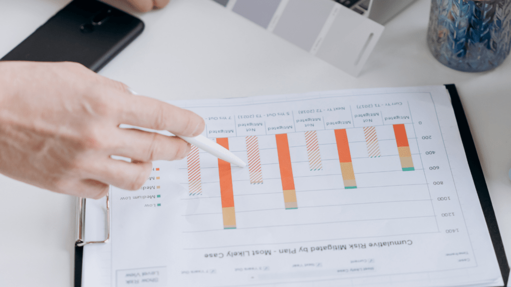 a person looking at a clipboard with graphs on it