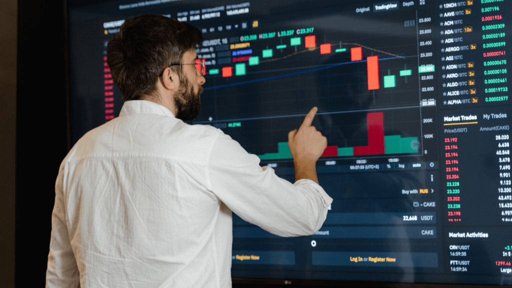 an image of a stock market chart on a computer screen